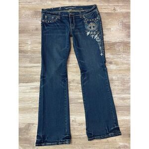 Montana West Trinity Ranch Flare Jeans Embroidered Womens JR’s Sz 17